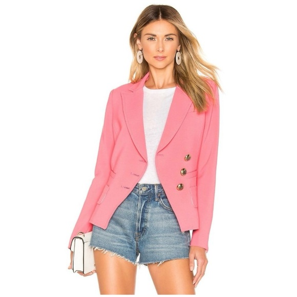 Smythe Asymmetrical Button Wrap Blazer Coral Size 6 - Picture 2 of 9